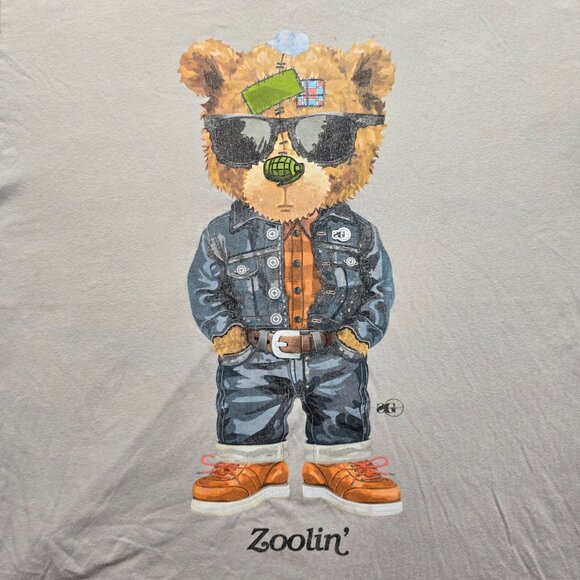 Sniper Gang Tshirt Mens Large Beige Short Sleeve Zoolin Bear Swag Streetwear - Picture 2 of 8